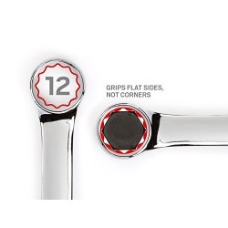 TEKTON® WCB23040 Combination Wrench, Measurement System: SAE, 1-9/16 in Wrench Opening, 12 Points, 15 deg Offset, 21.7 in Overall Length, Steel, Chrome, No Tether Ready